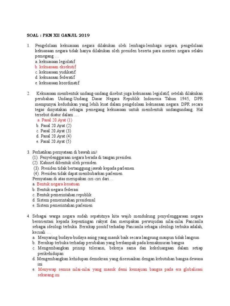 Kekuasaan atas pengelolaan keuangan negara. Soal Pkn Xii Smk I Pdf