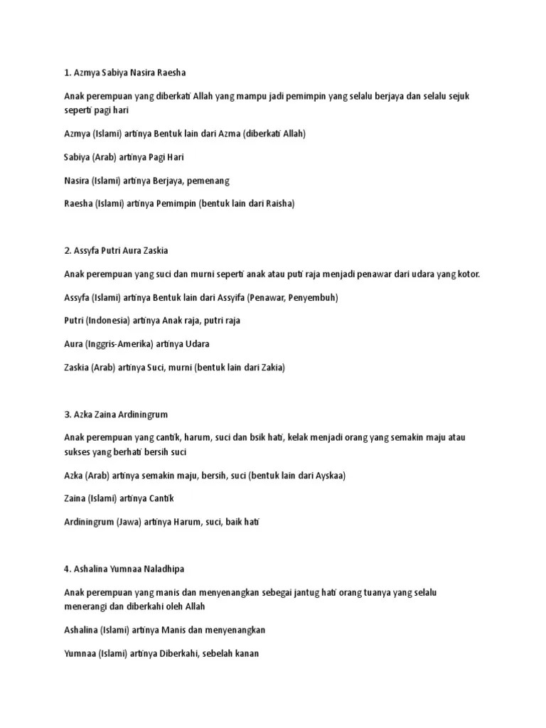 Nama Bayi Perempuan Dari Al Quran | PDF