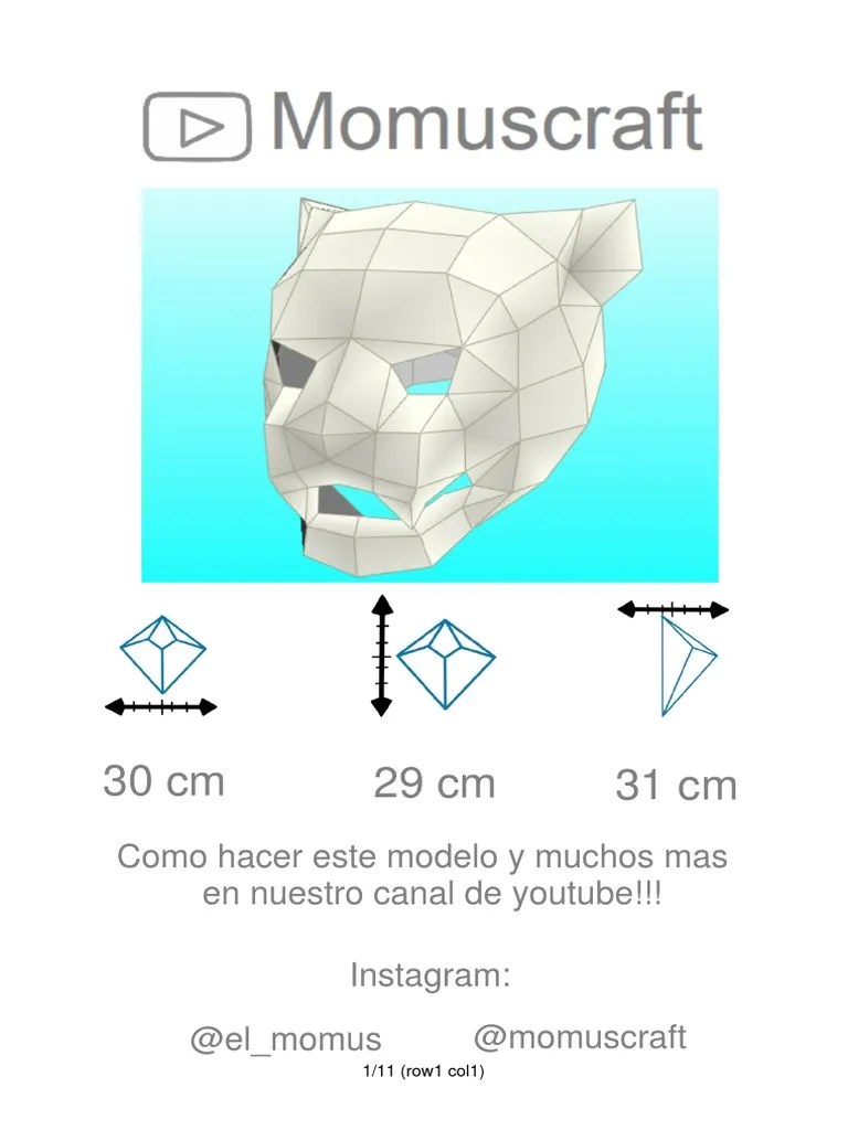 Máscaras de papel geométricas 3d ⭐ plantillas para imprimir ✔️ máscaras de animales, máscaras para halloween. Mascara De Puma Pdf Pdf