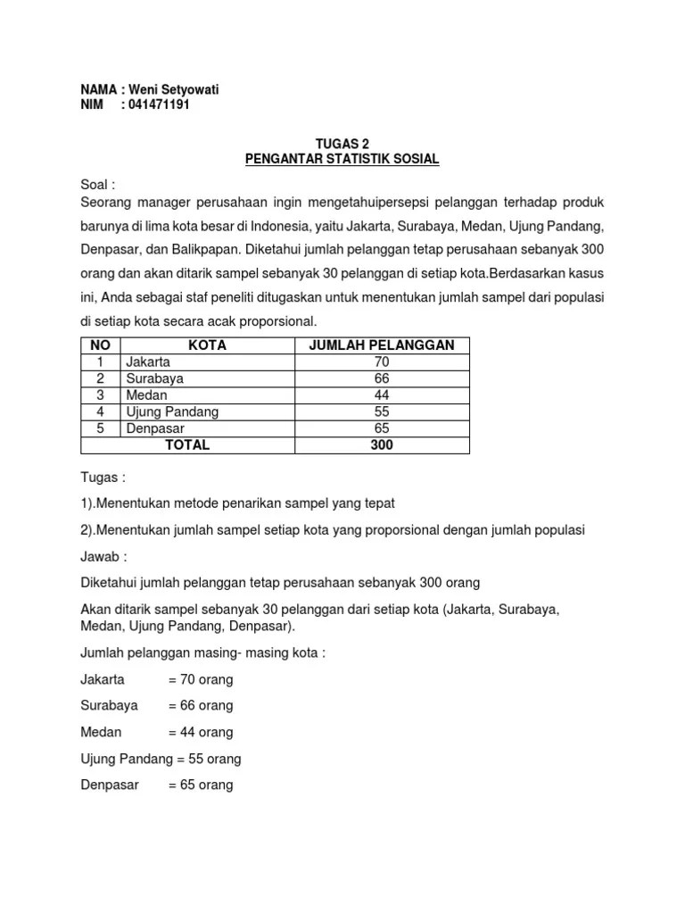 Tugas 2 statistika pendidikan ut. Contoh Soal Pengantar Statistik Sosial