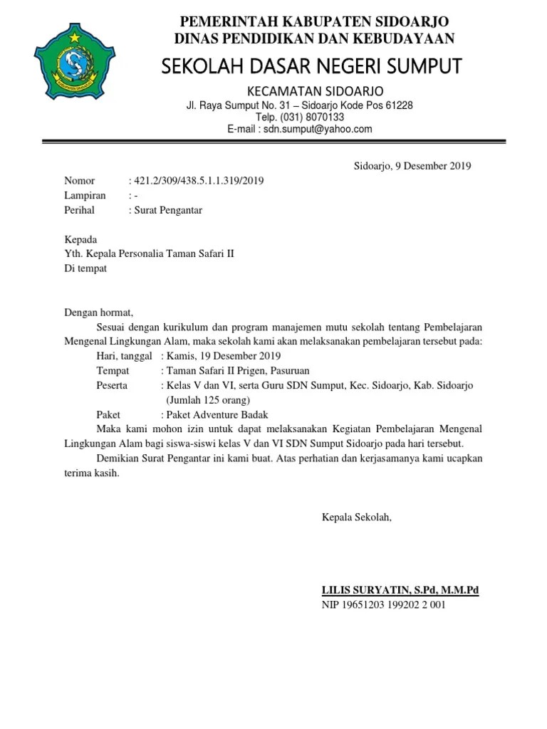 Surat Pengantar Taman Safari | PDF