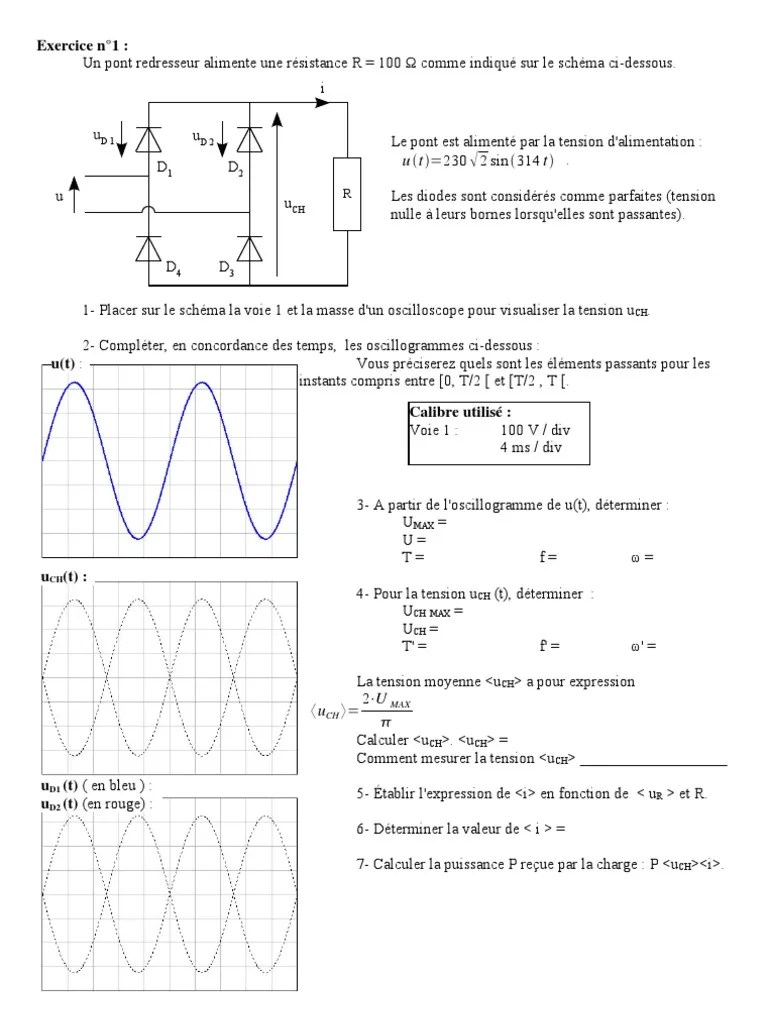 l&rsquo;oscilloscope exercice