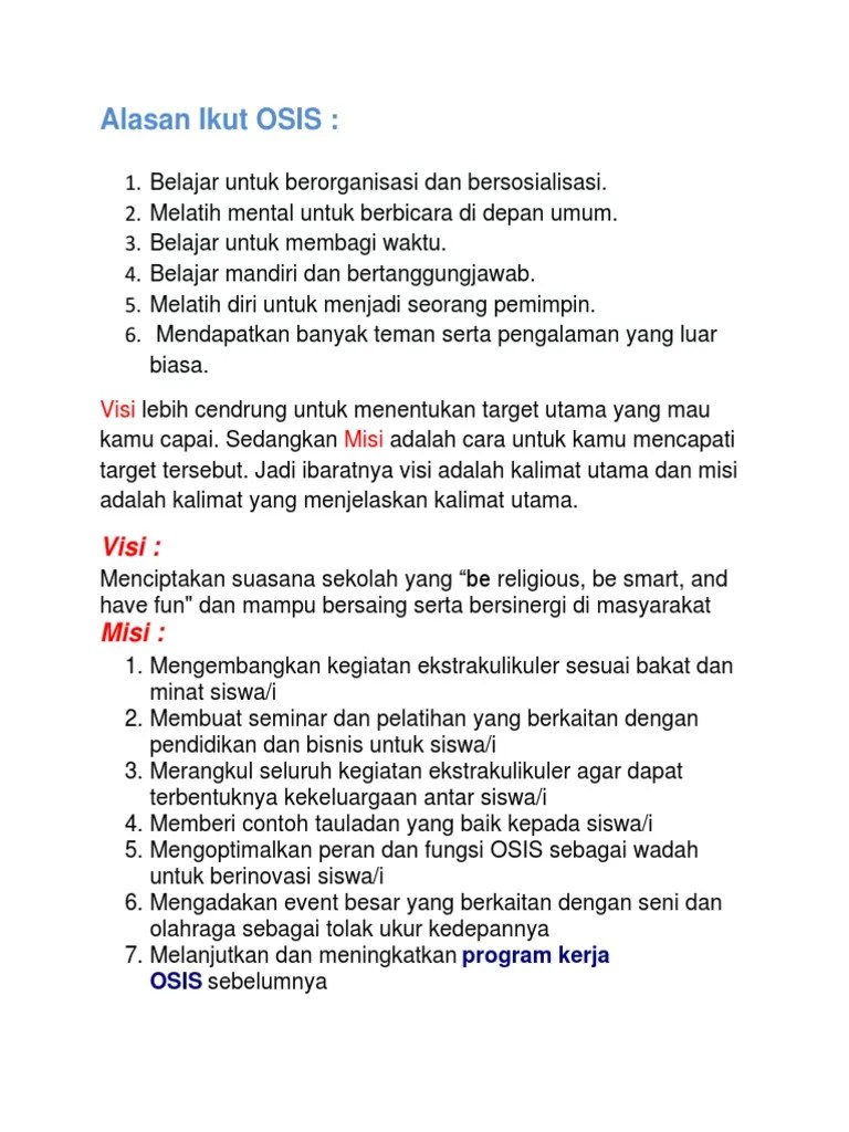 Alasan Ikut OSIS | PDF