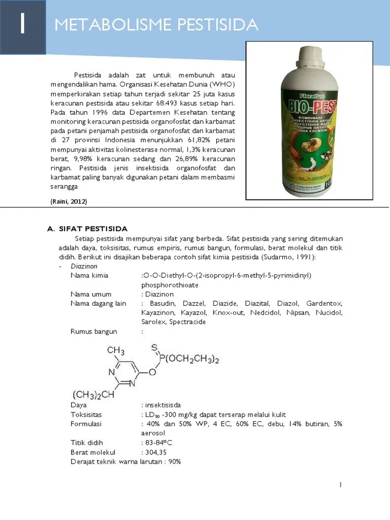 Tugas Biokimia Metabolisme Pestisida | PDF