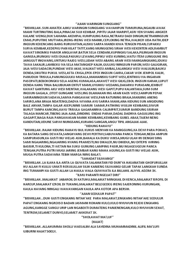 Ajian Waringin Sungsang | PDF