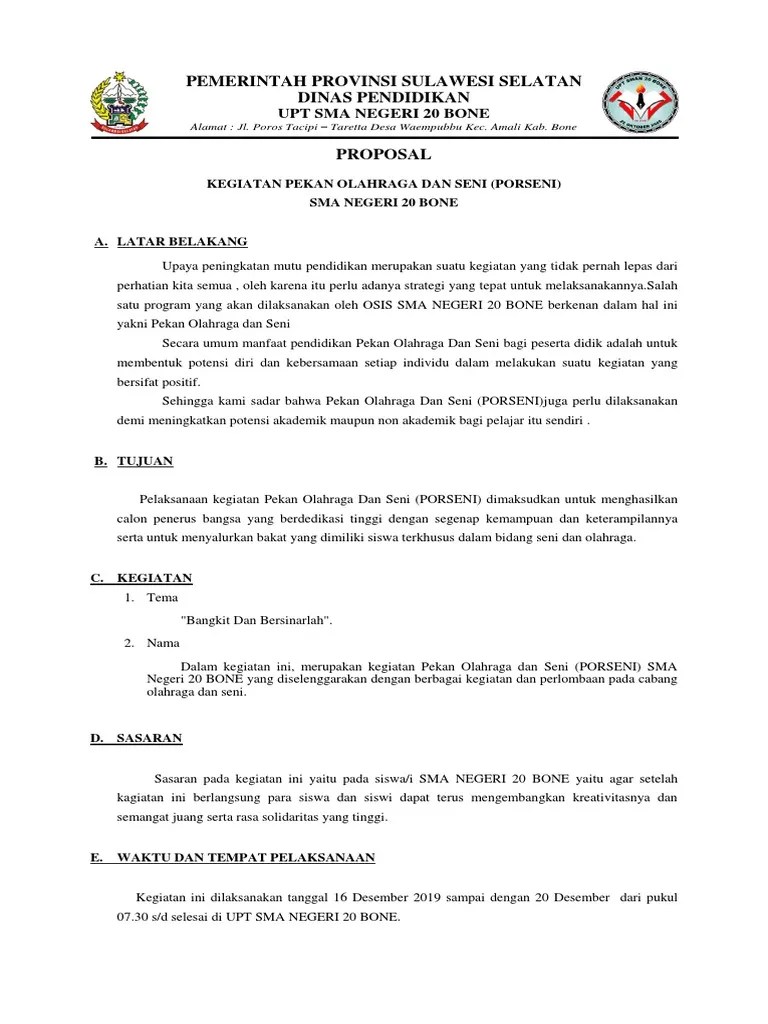 Durasi acara, penanggung jawab setiap kegiatan; Contoh Laporan Kegiatan Porseni Di Sekolah