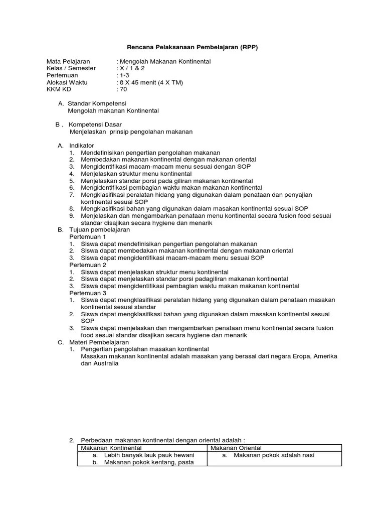 Merupakan satu rangkaian terdiri : Rpp Masakan Kontinental Pdf