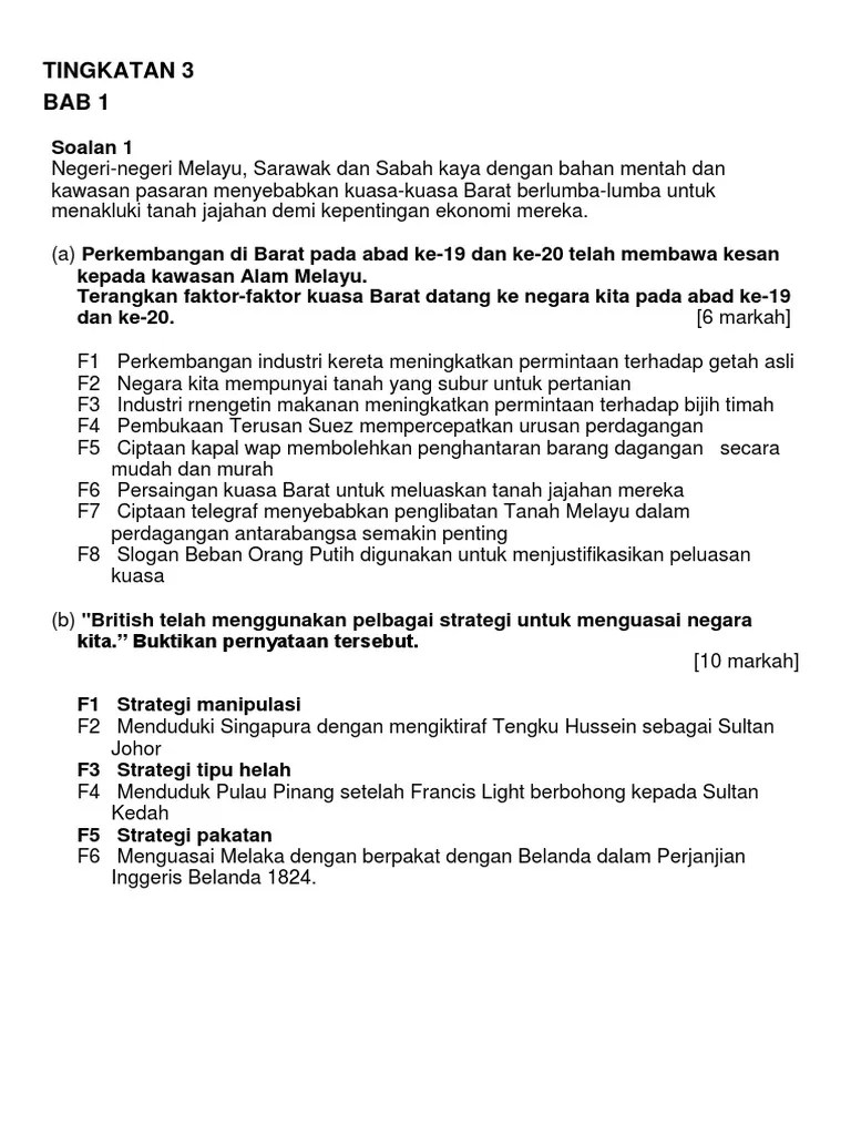 Kssm sejarah tingkatan 4 dan 5. Tingkatan 3 Sejarah Contoh Soalan Bahagian C Kssm 2019 Pdf