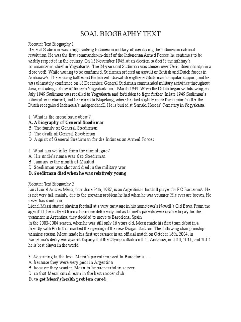 Soal bahasa inggris kelas x recount text biographical. Soal Biography Text Masnurul