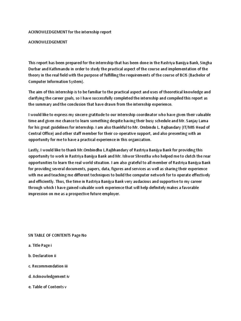 At the end of our internship we would like to thank all those people who made this thesis possible and an unforgettable experience for me. Acknowledgement For The Internship Report Pdf Banks Server Computing