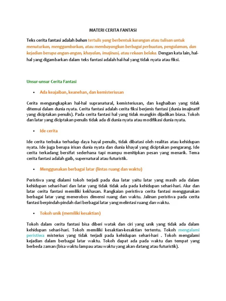 Contoh Cerita Fantasi Irisan