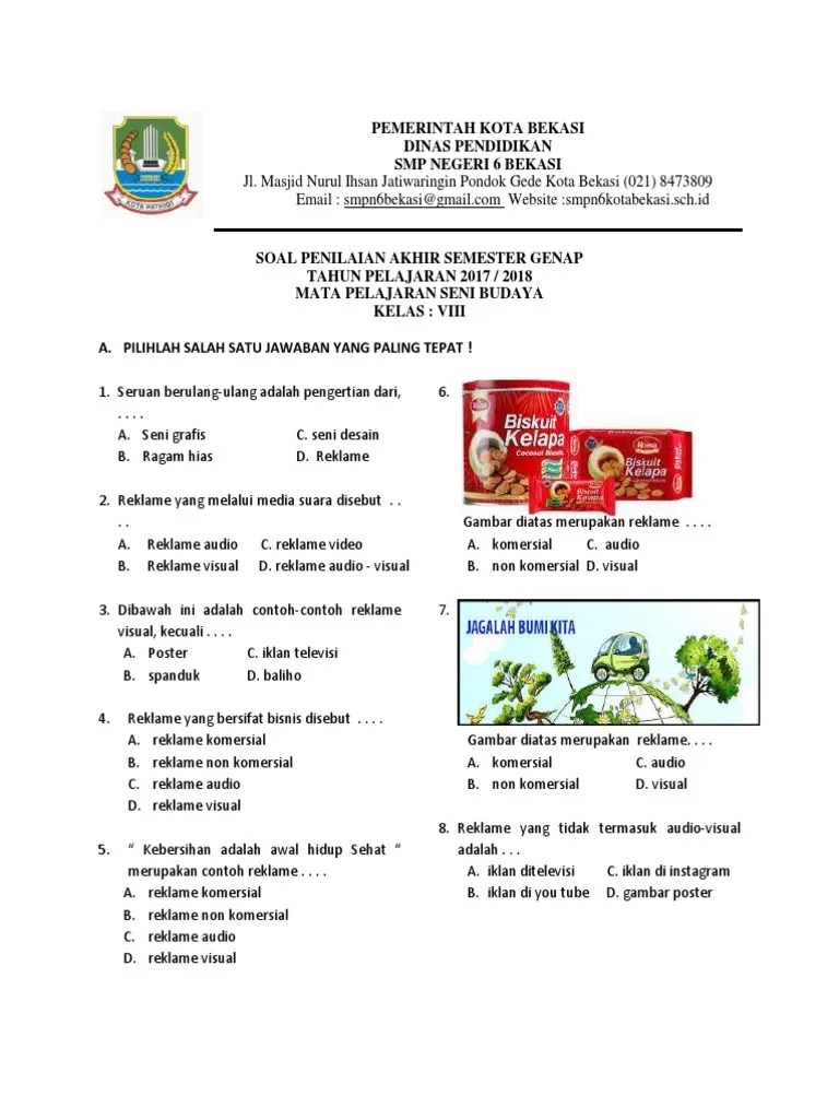 SOAL UH1 GENAP SBK KLS VIII 1718 Sem 2.d | PDF