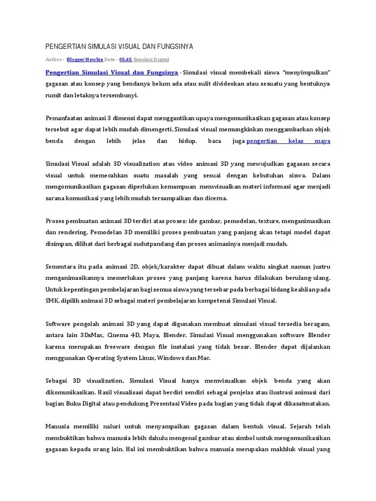 Pengertian Simulasi Visual Dan Fungsinya | PDF