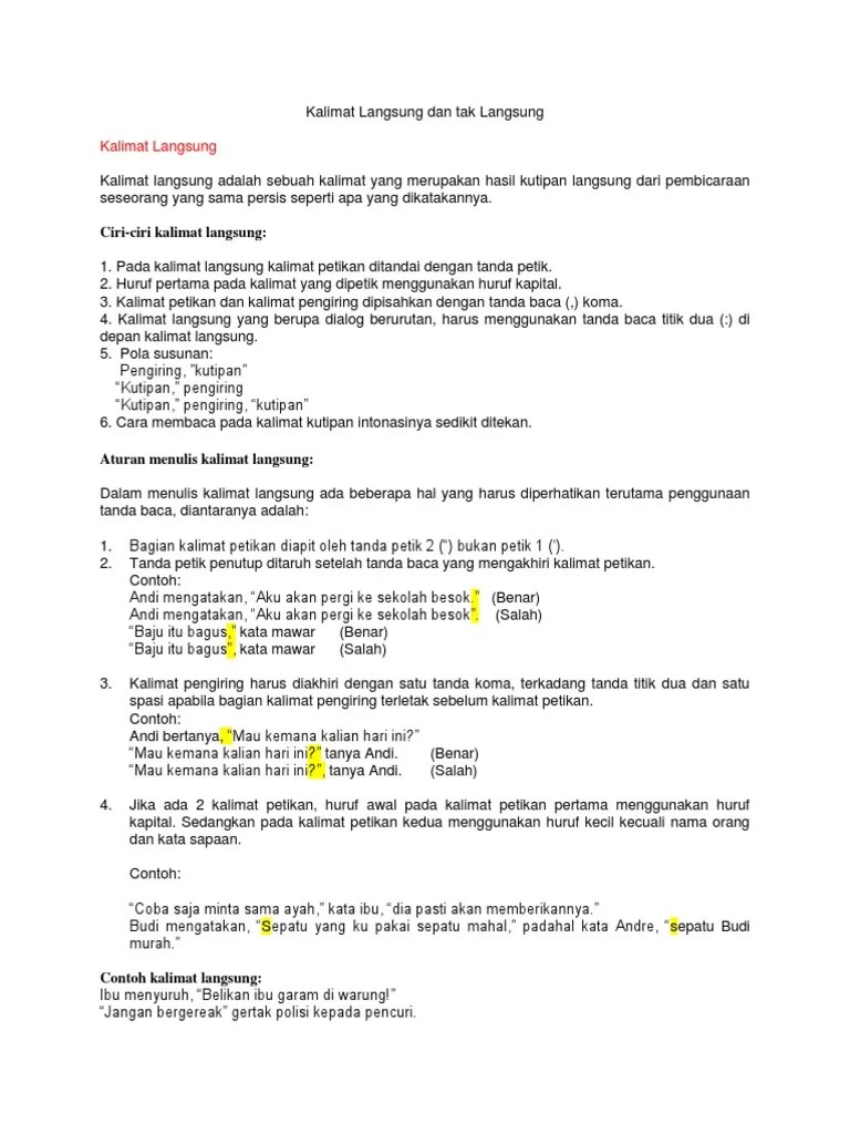 A. Kalimat Langsung | PDF
