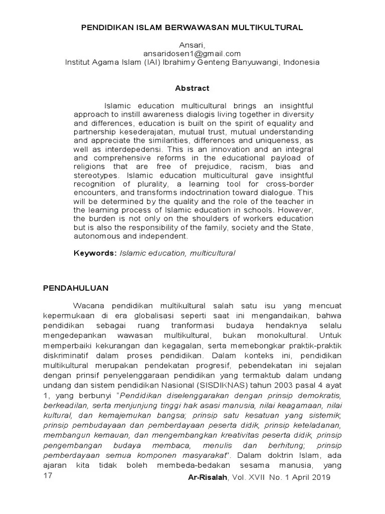 Pendidikan Islam Berwawasn Multikultural | PDF