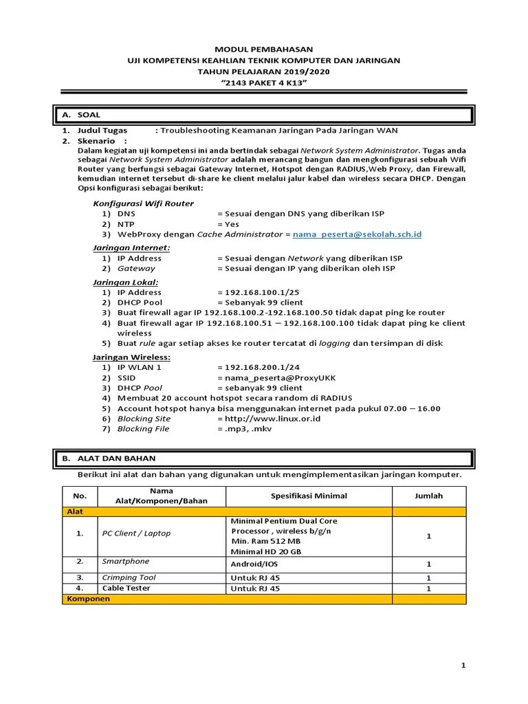 Contoh laporan pendidikan sistem ganda (psg). Modul Pembahasan Ukk Tkj 2143 Paket 4 2019 2020 Revisi 1 Pdf