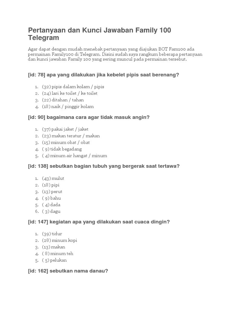 Kunci jawaban family 100 indonesia level 1 sampai 12 lengkap 2018. Contoh Soal Game Kuis Super