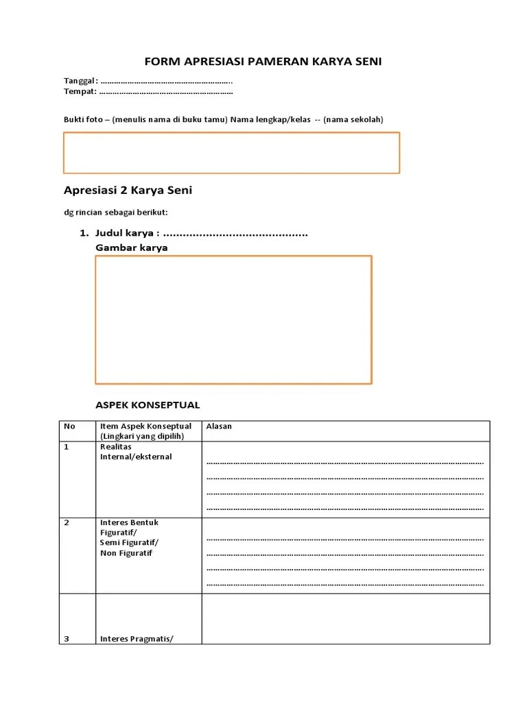 Form Apresiasi Pameran Karya Seni | PDF