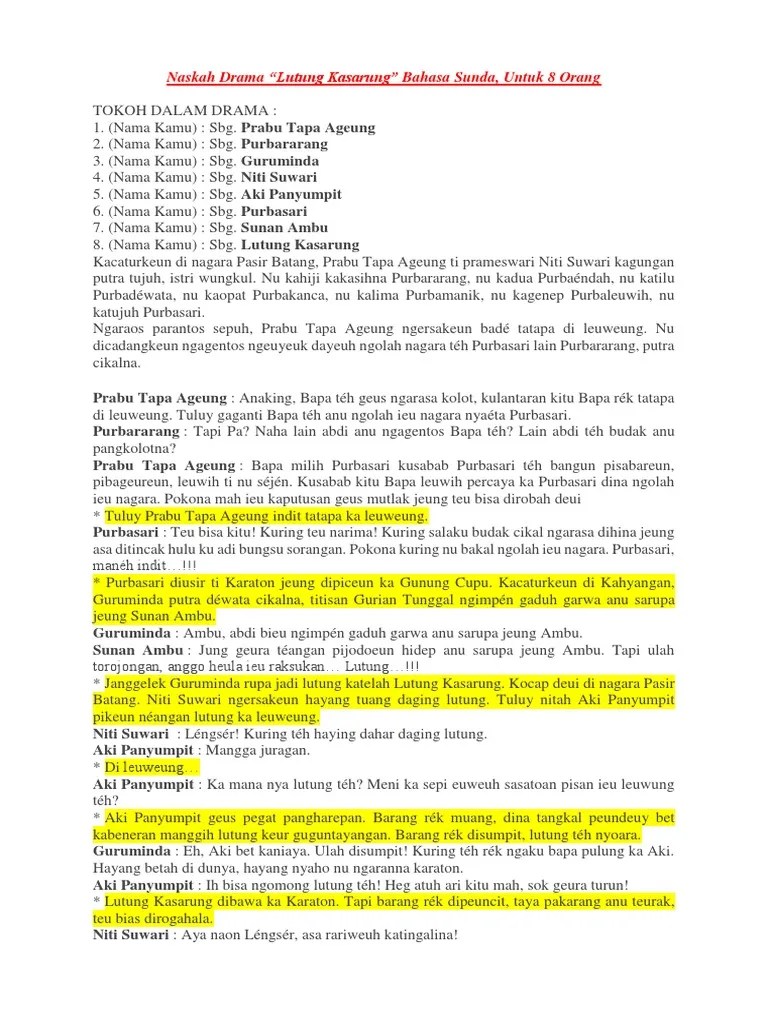 Naskah Drama Lutung Kasarung Bahasa Sunda