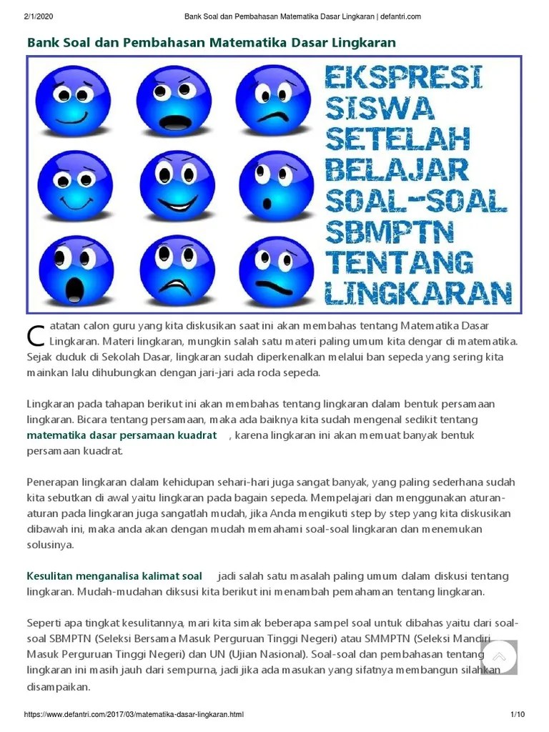 Pembahasan soal tkd saintek sbmptn 2016 matematika ipa trik superkilat nah mulai saat ini blog berbagi dan . Bank Soal Dan Pembahasan Matematika Dasar Lingkaran Pdf