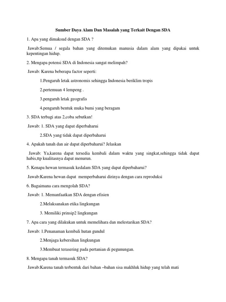 Sumber Daya Alam Dan Masalah Yang Terkait Dengan SDA | PDF