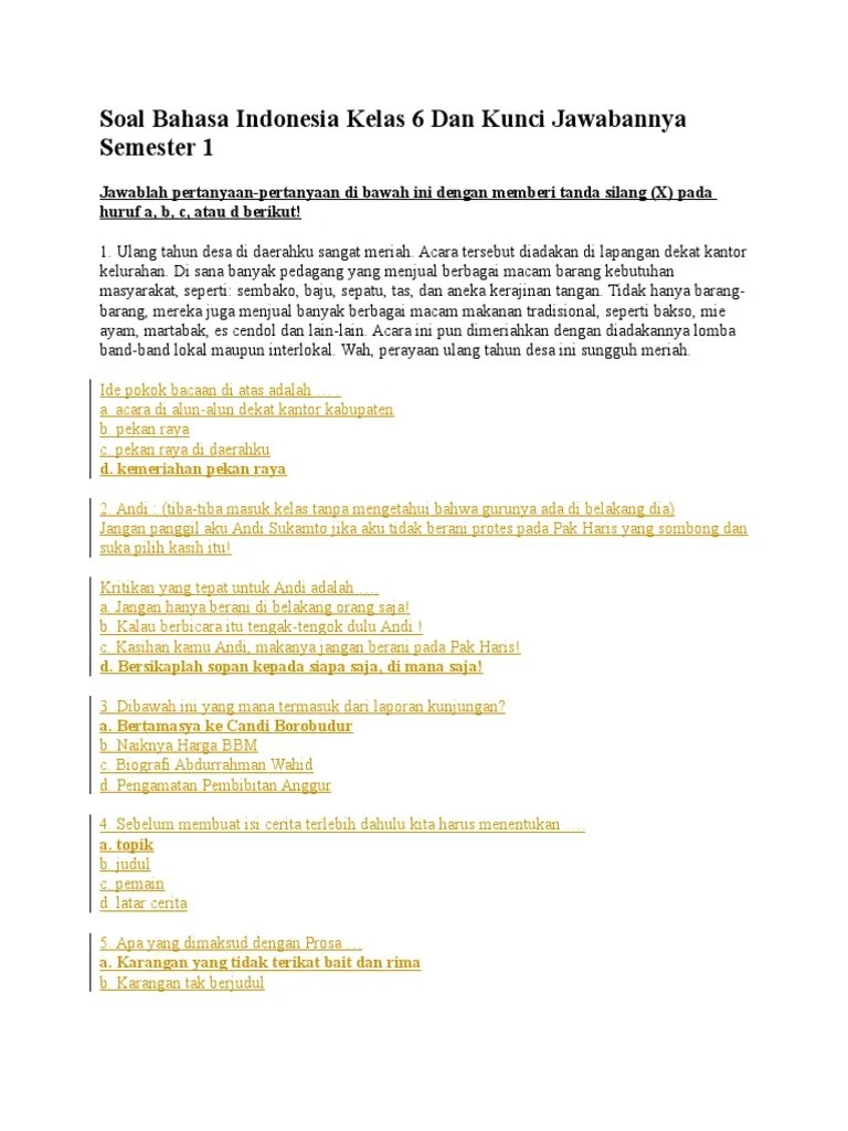 Demikianlah pembahasan mengenai download contoh soal bahasa indonesia kelas 6 kurikulum 2013 semester 1 dan semester dalam file pdf dan doc . Soal Bahasa Indonesia Internet Pdf