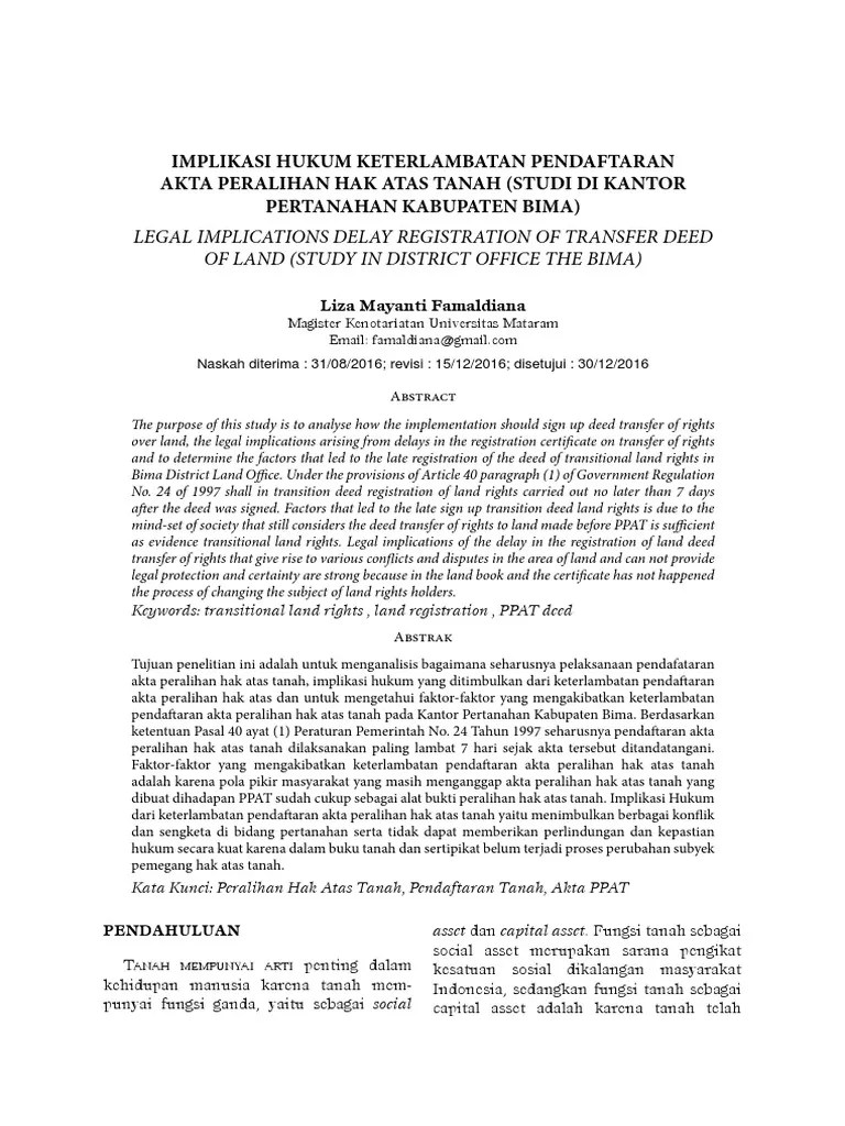 Implikasi Hukum Keterlambatan Pendaftara | PDF