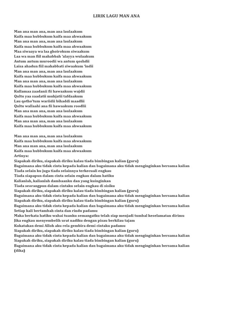 Lirik Lagu Man Ana | PDF