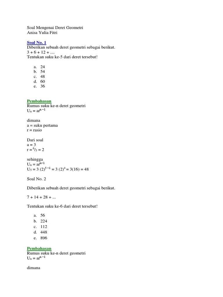 Soal Deret Geometri | PDF