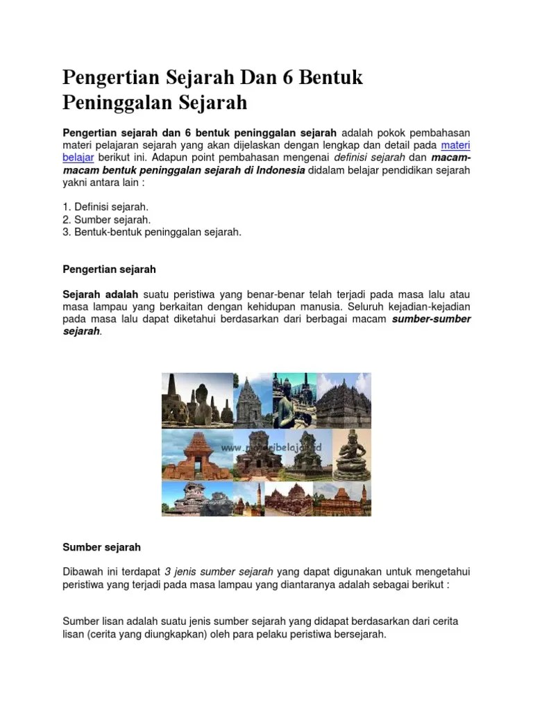 Materi Sejarah Dan Bentuk Peninggalan Sejarah | PDF