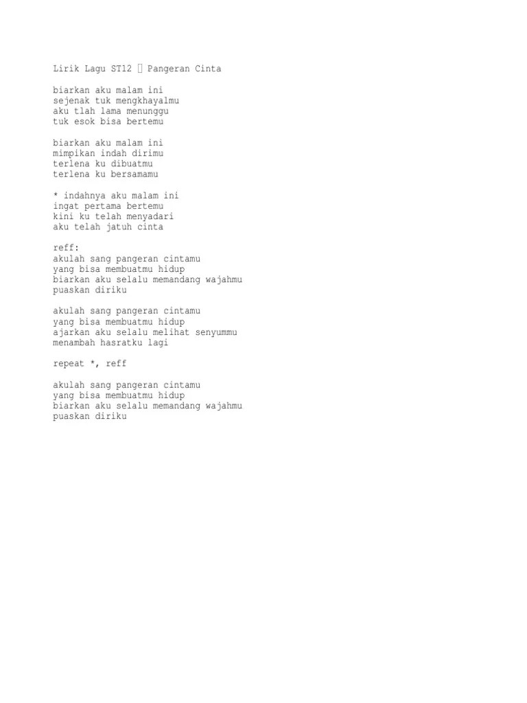 Last edit on mar 14, . St 12 Pangeran Cinta Lirik Pdf