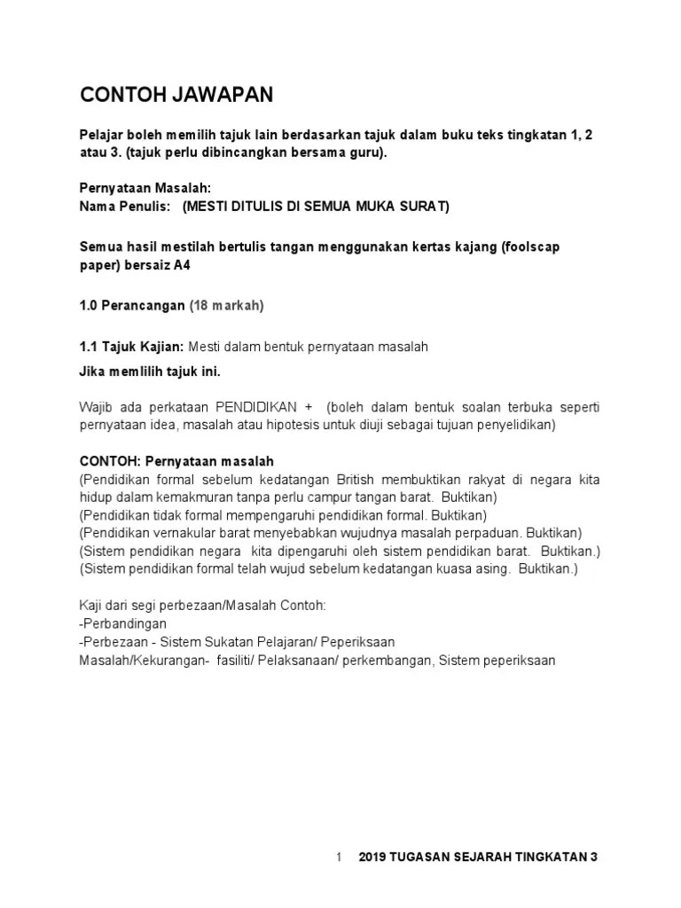 Sumber objektif kajian analisis data penyataan masalah kajian kes laporan kajian kajian . Contoh Rangka Tugasan Sejarah Tingkatan 3 Word Pdf