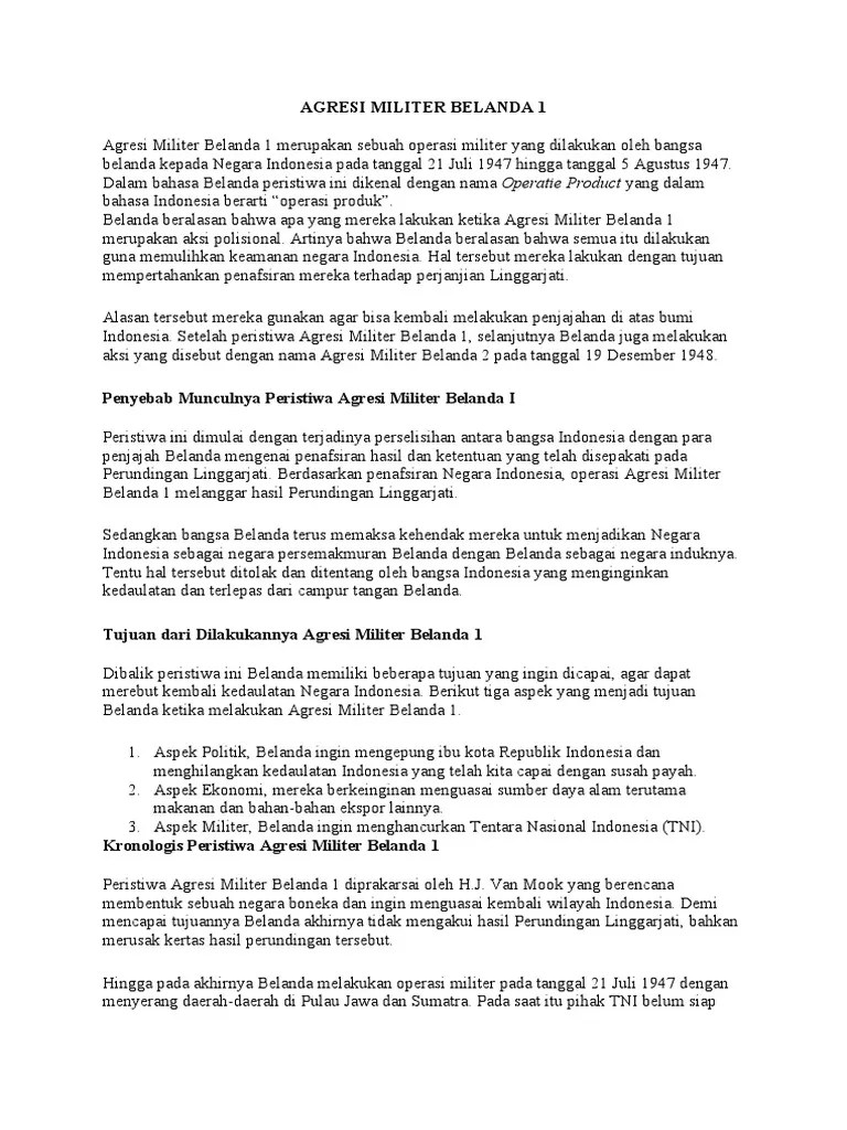 Agresi Militer Belanda 1 | PDF