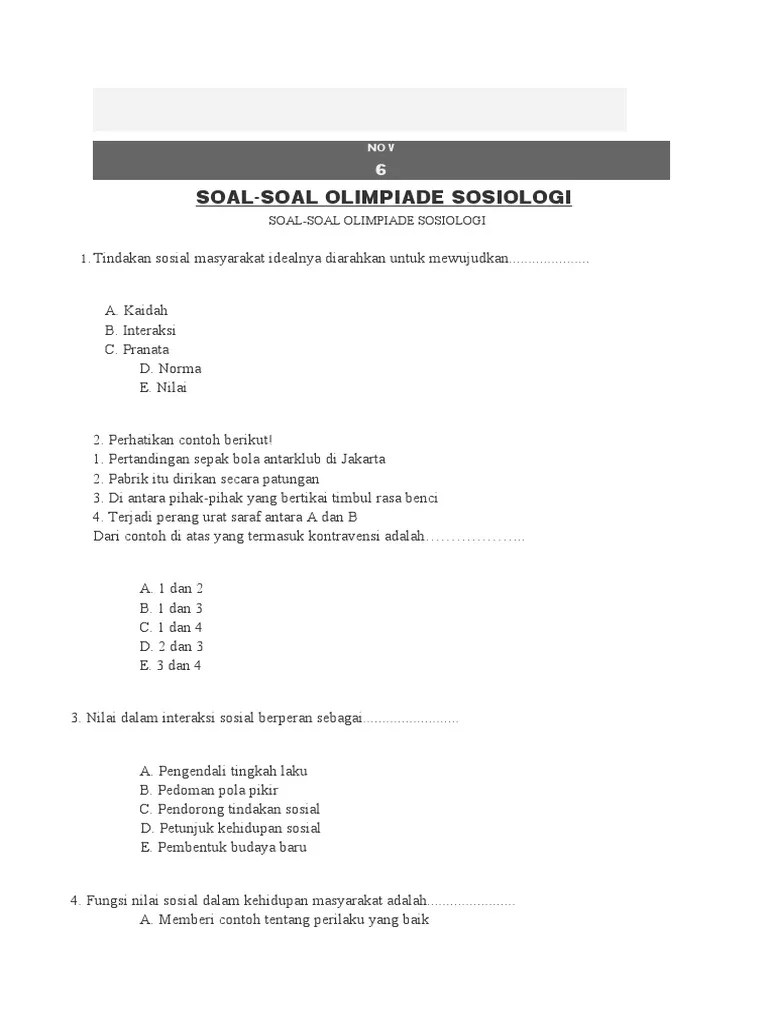 Fungsi dan peran pranata agama. Soal Osn Sosiologi Pdf