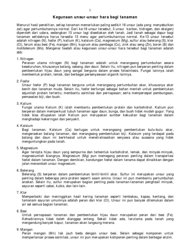 Kegunaan Unsur Hara Dan Pembuatan Kompos | PDF