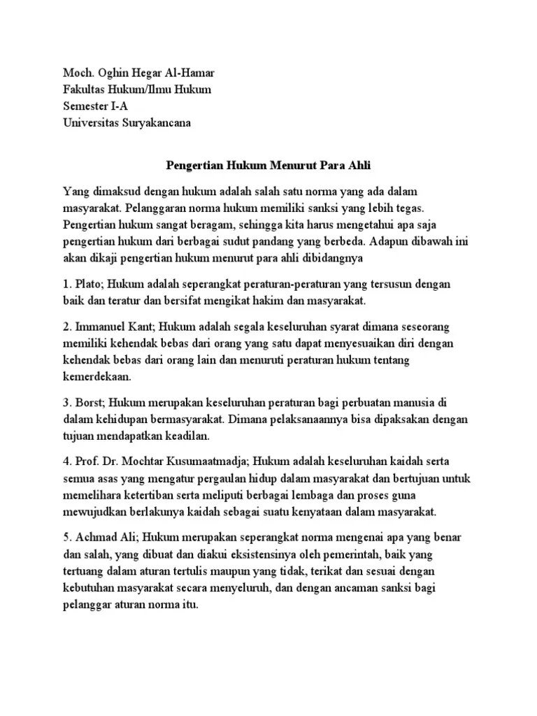 Definisi Hukum Menurut para Ahli | PDF