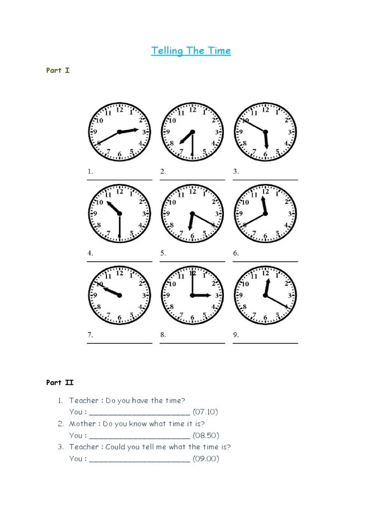 Soal Latihan Telling The Time-2 | PDF