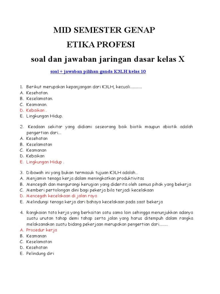 Soal ujian ekonomi kelas x semester genap kurikulum 2013 ; Soal Etika Profesi Semester 2 Kelas X Beinyu Com