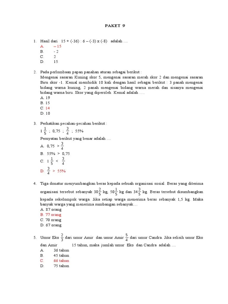 MTK PAKET 5 2020 Tryout Kota | PDF