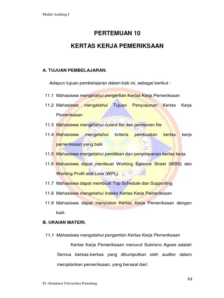 Modul 10 Kertas Kerja Pemeriksaan | PDF