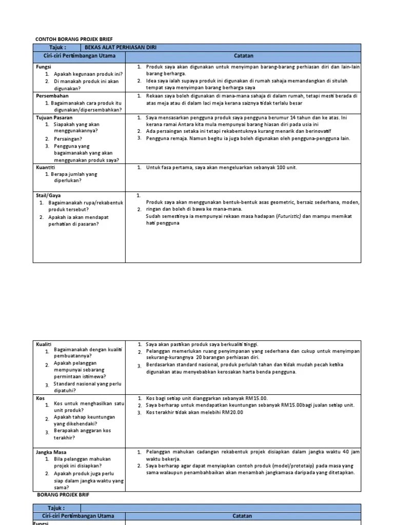 Borang Projek Brief Kosong Tingkatan 3 / Borang Soal Selidik Geografi