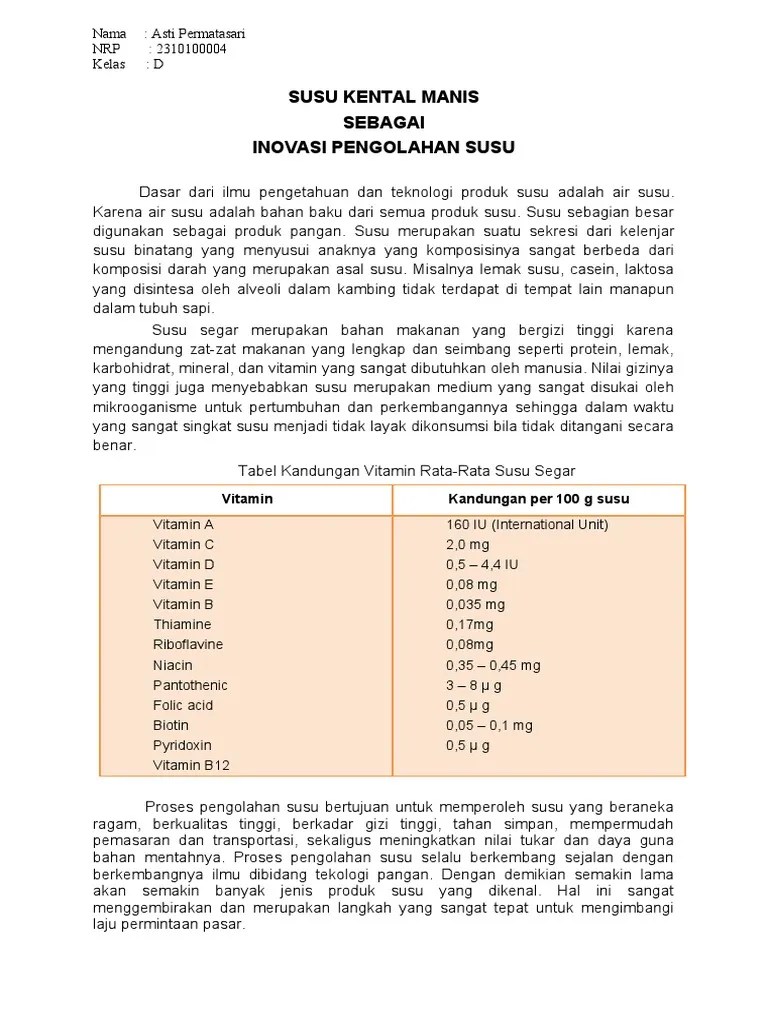 Diagram Proses Pembuatan Susu Kental Manis