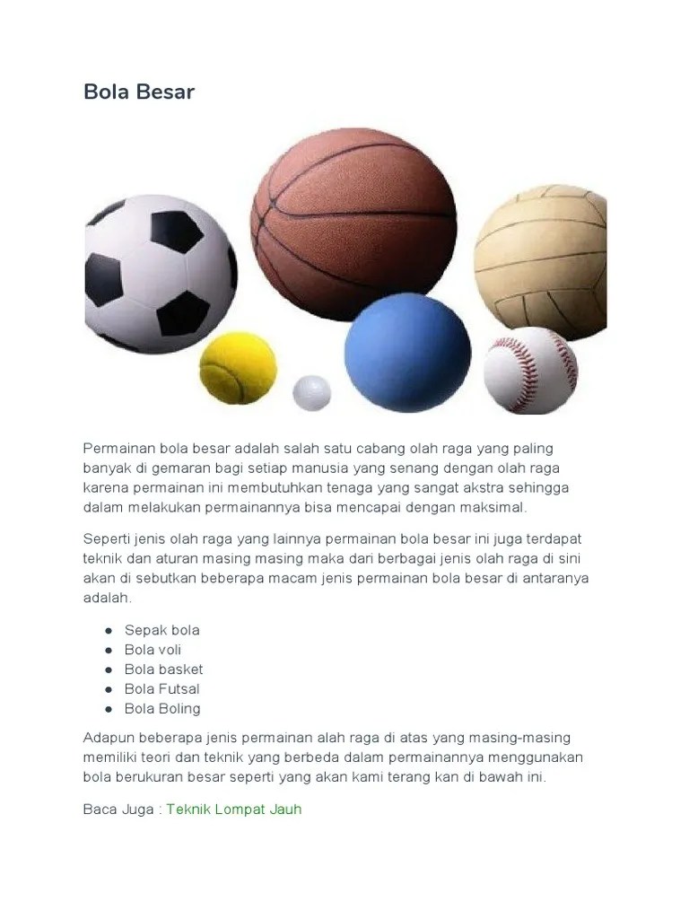 Sebutkan Olahraga Permainan Bola Besar Dan Bola Kecil