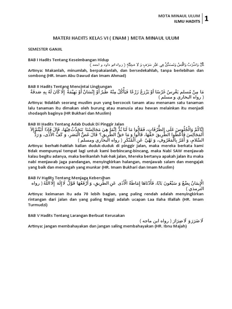 Hadits Kelas6 DTA