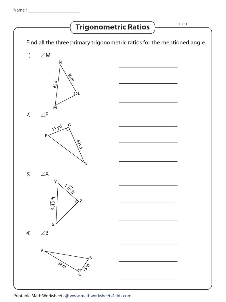 trigonometry primary trigonometric ratios all level2 all pdf pdf trigonometric functions physical quantities
