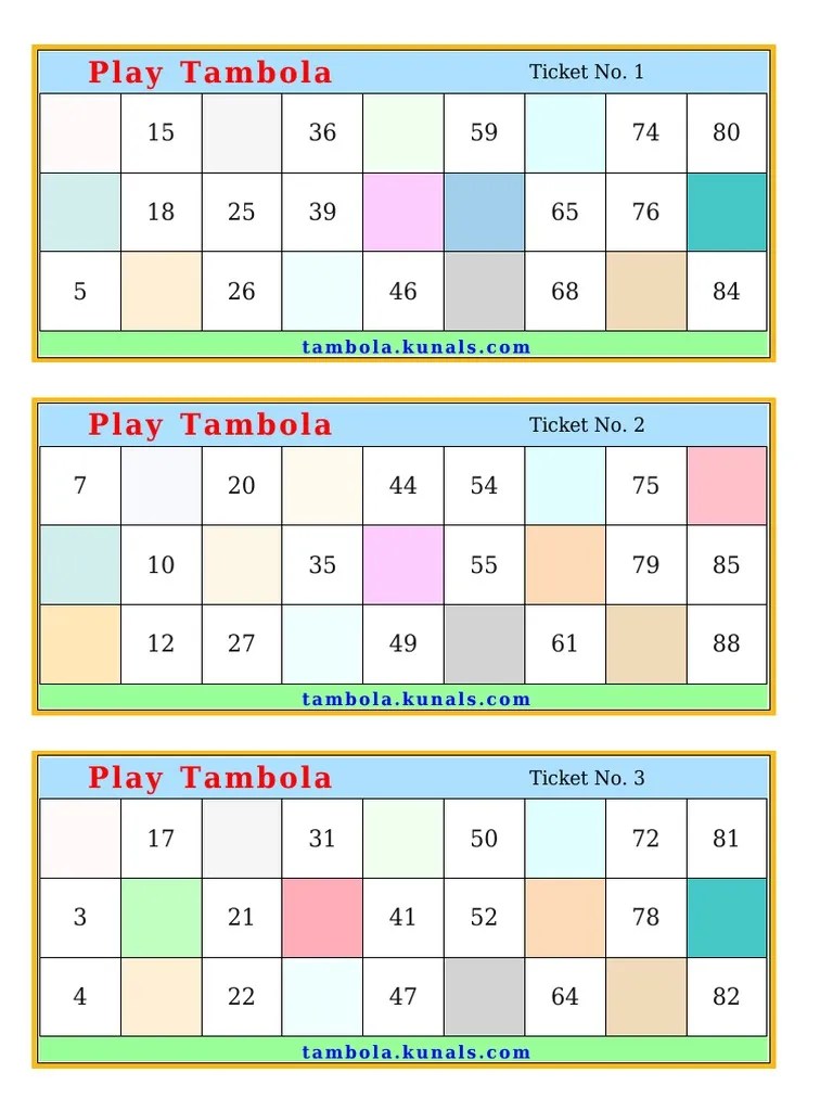 tambola tickets pdf leisure activities leisure
