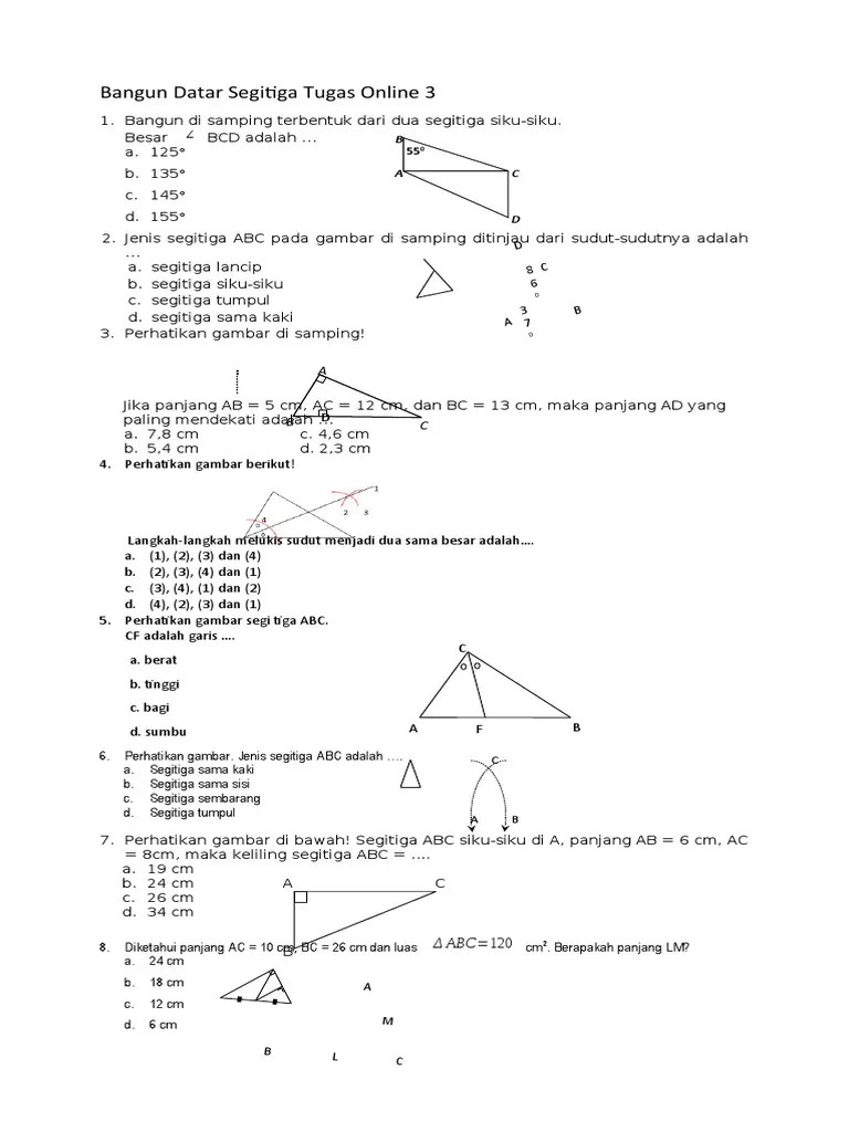 Bangun Datar Segi Tiga Tugas Online 3 | PDF