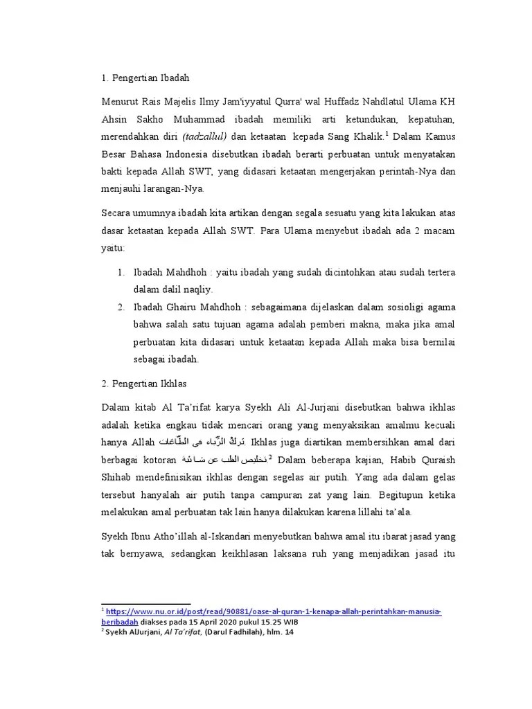 Ikhlas Beribadah | PDF