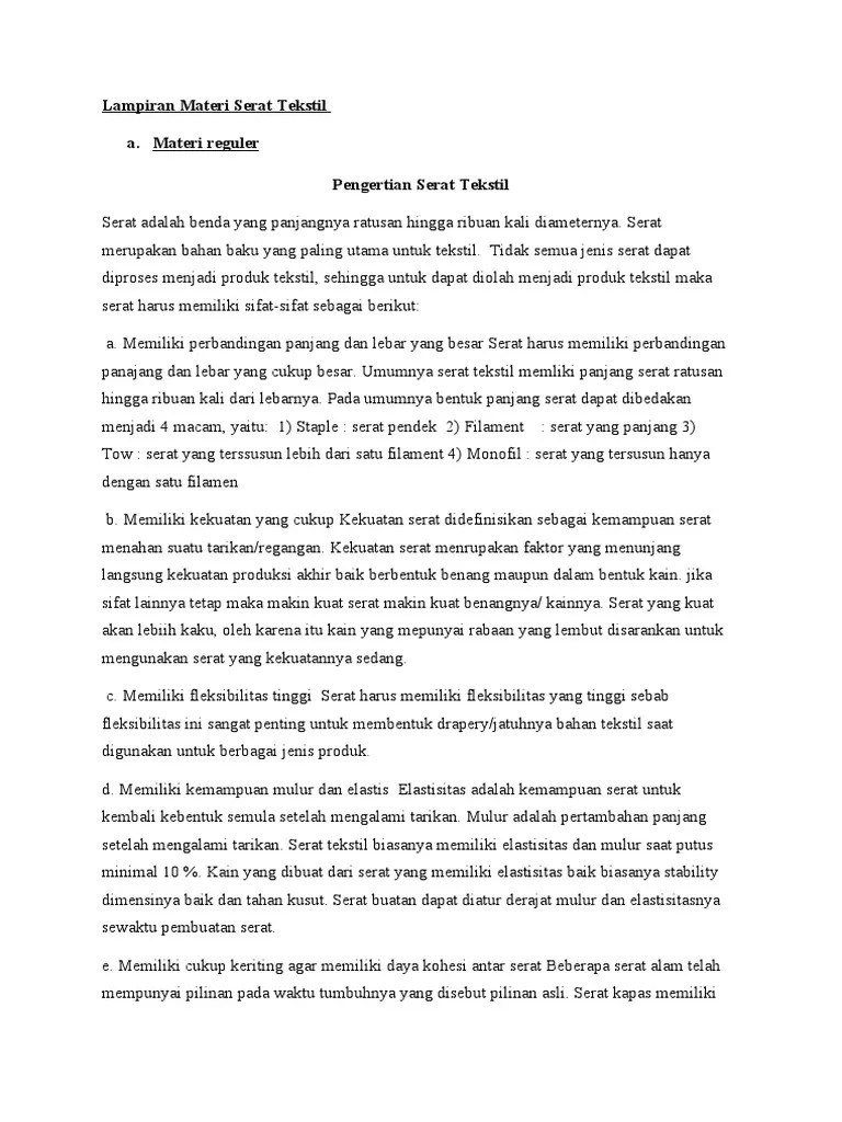 Jenis Dan Sifat Bahan Tekstil – Mudah