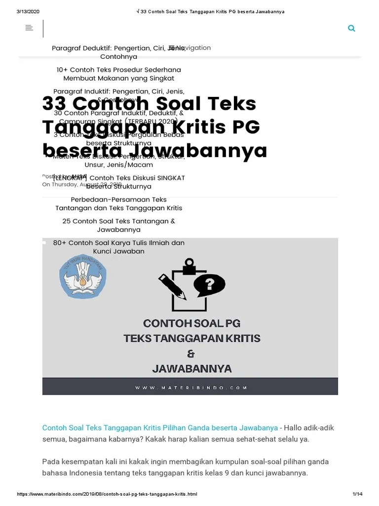 Dalam bagian suatu teks eksposisi terdapat pendapat dari penulis yang dapat . Contoh Soal Teks Argumentasi Dan Jawabannya
